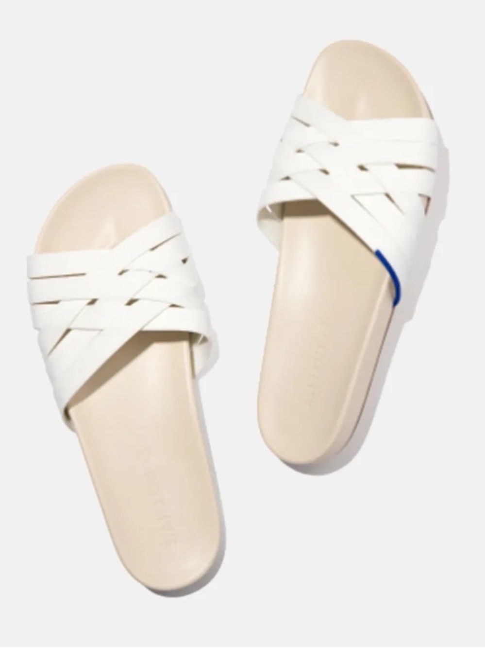 Rothy’s The Slide Cloud White Woven Strap Summer Sandals Size 8.5